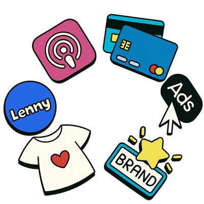 Illustrations of different ways podcasters make money.